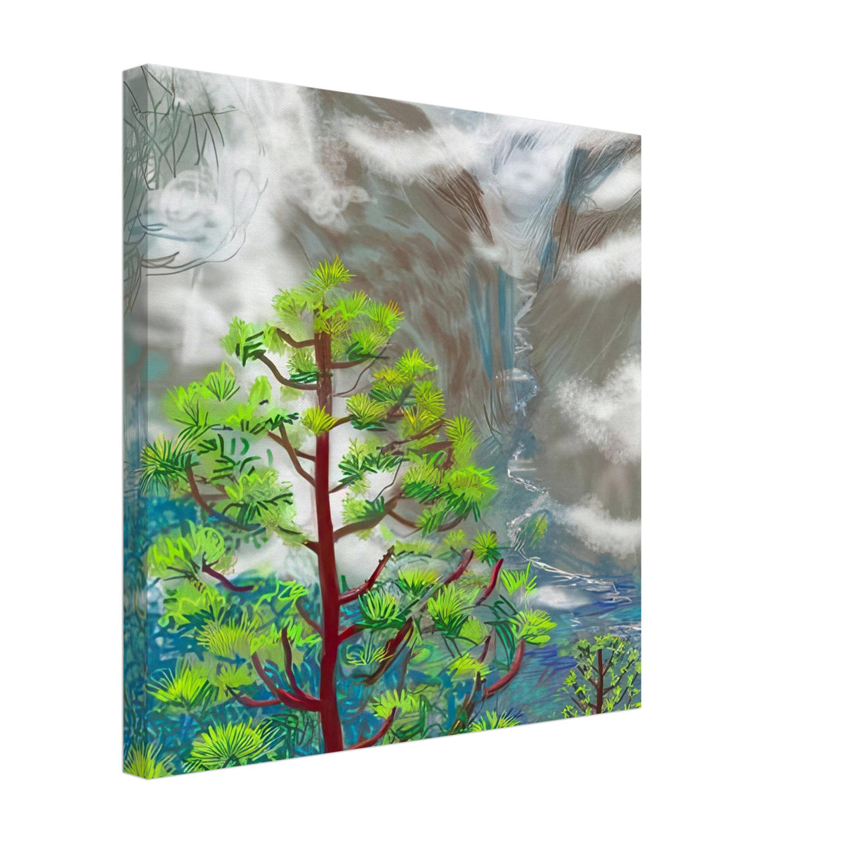 David Hockney, The Yosemite Suite, Yosemite mountains and lush green forests, canvas print, 50 × 60 cm (20 × 24 in)