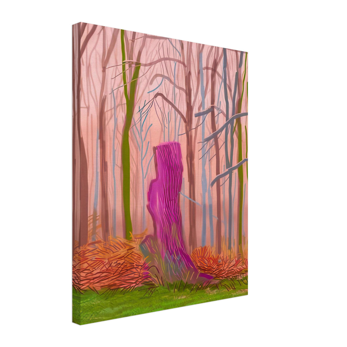 David Hockney, The Arrival of Spring (15 March), woodland path and budding trees, canvas print, 60 × 90 cm (24 × 36 in)