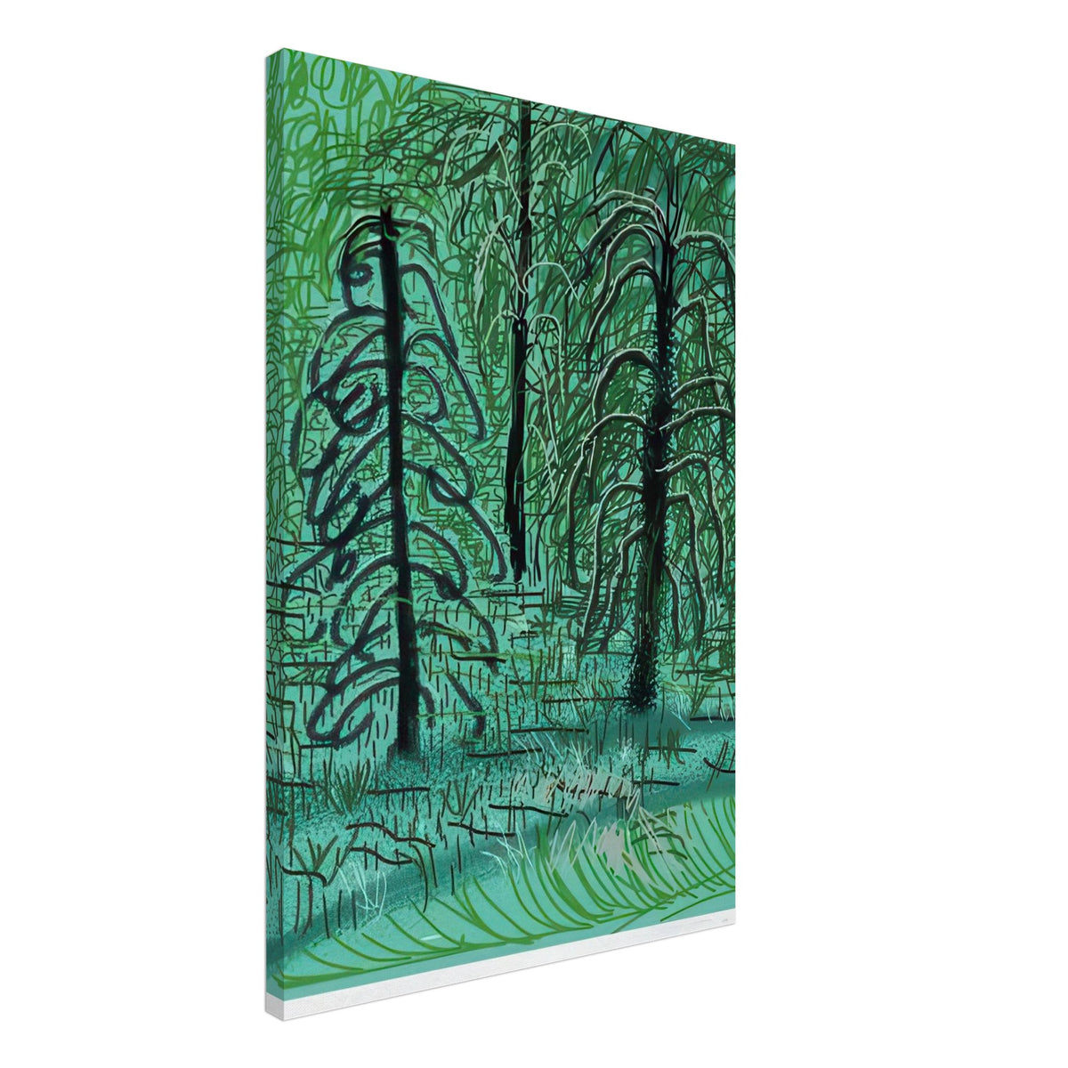 David Hockney, The Yosemite Suite, Yosemite mountains and lush green forests, canvas print, 60 × 80 cm (24 × 32 in)