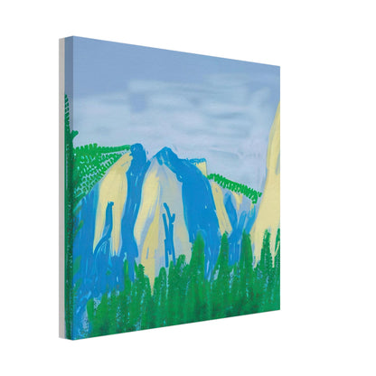 David Hockney, The Yosemite Suite, Yosemite mountains and lush green forests, canvas print, 40 × 40 cm (16 × 16 in)