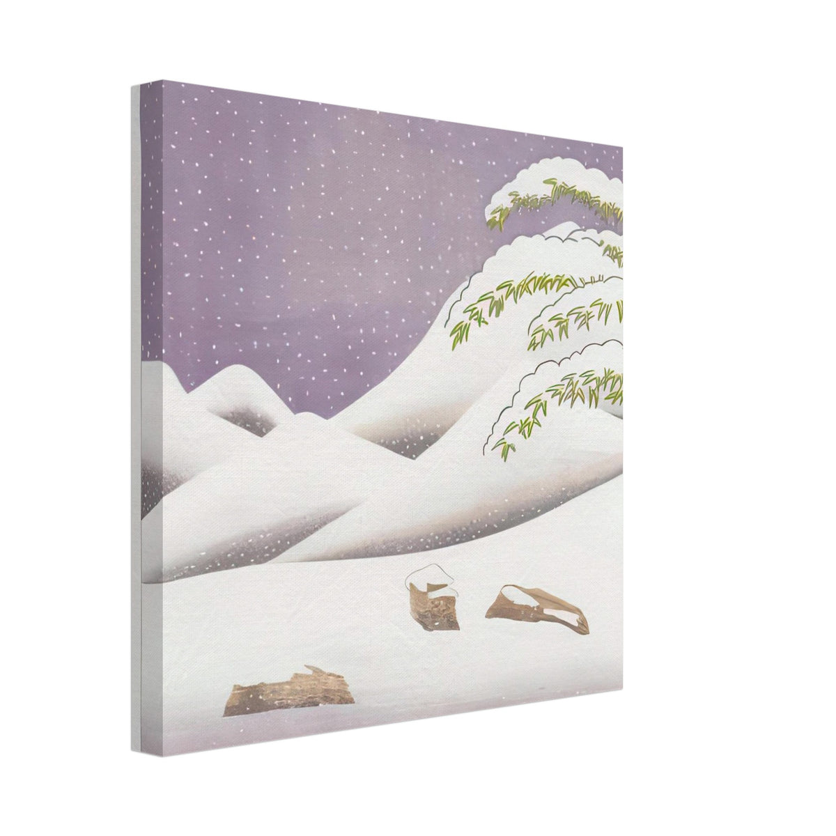 David Hockney, Snow, rolling snowy hills and snow-covered branches, canvas print, 40 × 40 cm (16 × 16 in)