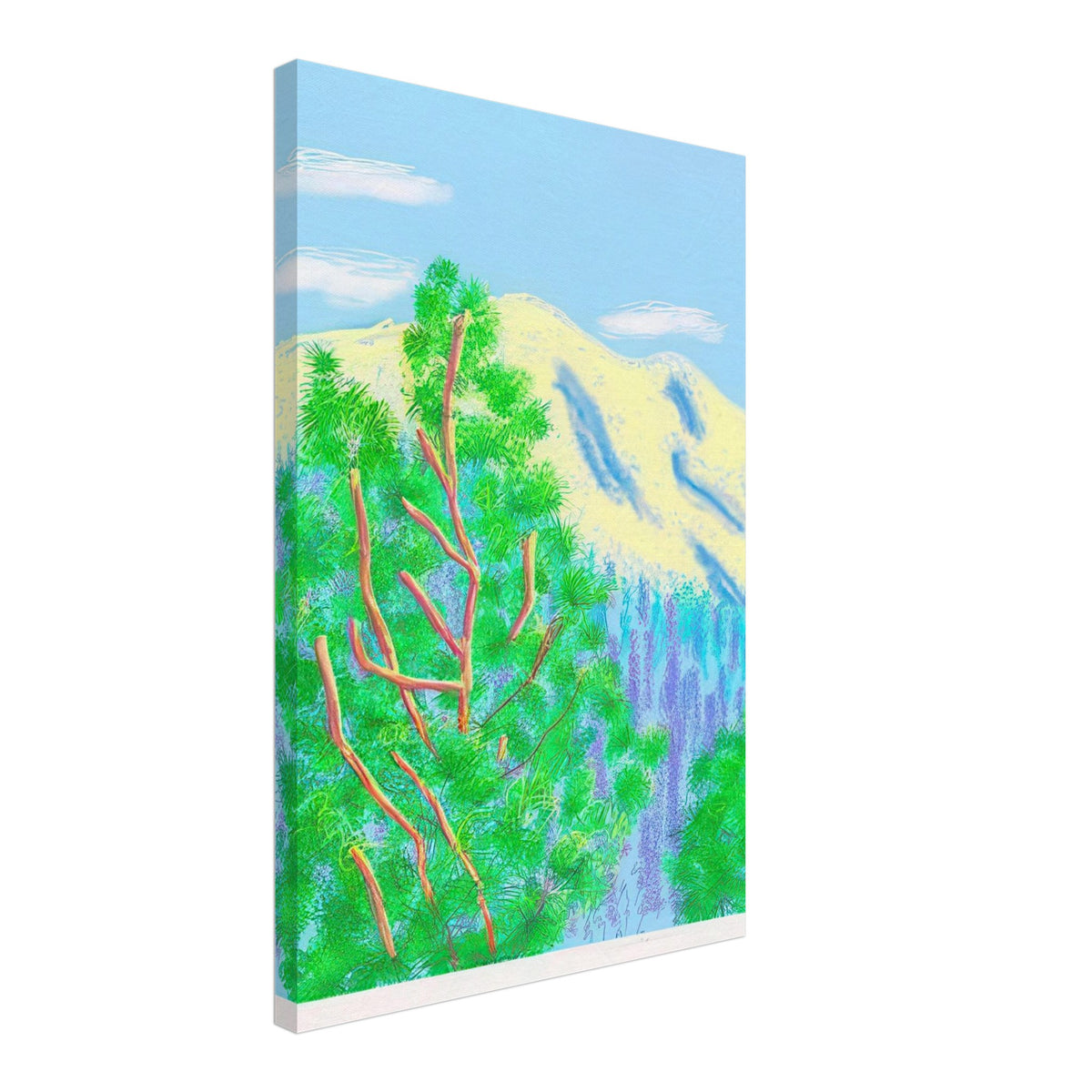 David Hockney, The Yosemite Suite, Yosemite mountains and lush green forests, canvas print, 60 × 75 cm (24 × 30 in)