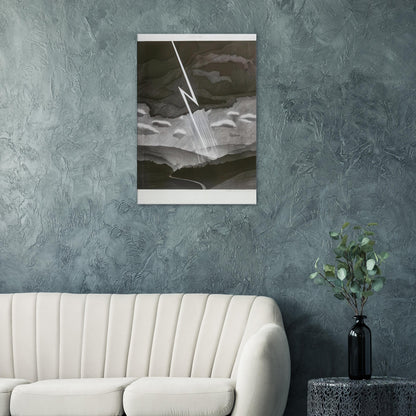 David Hockney, Lightning, monochrome valley beneath a thunderstorm, canvas print