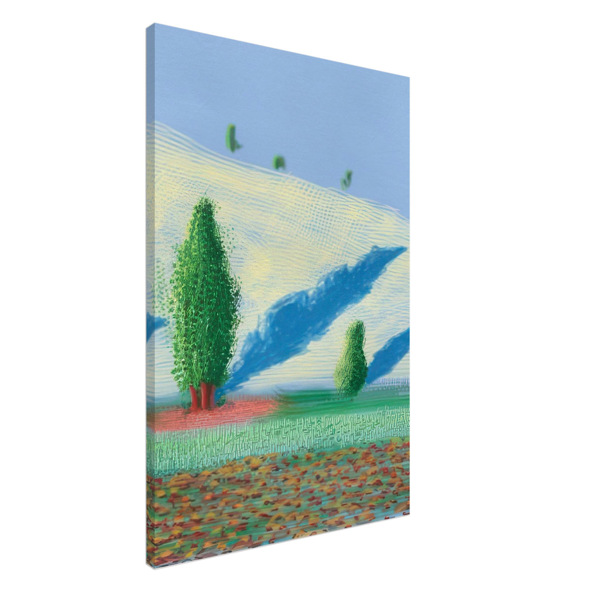 David Hockney, The Yosemite Suite, Yosemite mountains and lush green forests, canvas print, 60 × 75 cm (24 × 30 in)
