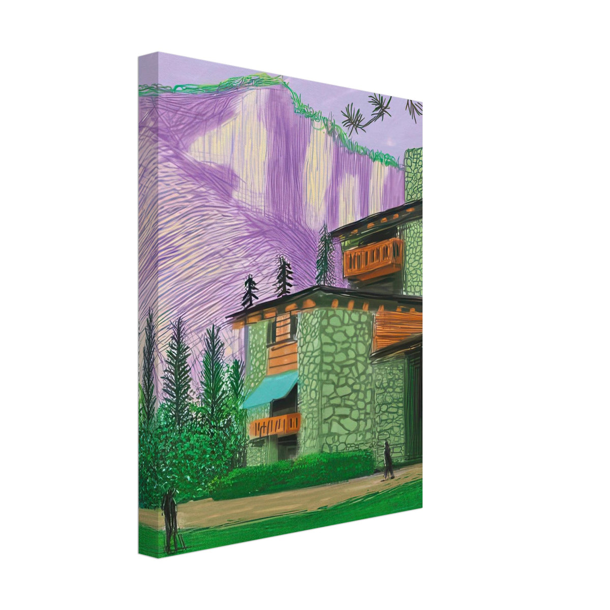 David Hockney, The Yosemite Suite, Yosemite mountains and lush green forests, canvas print, 27 × 35 cm (11 × 14 in)