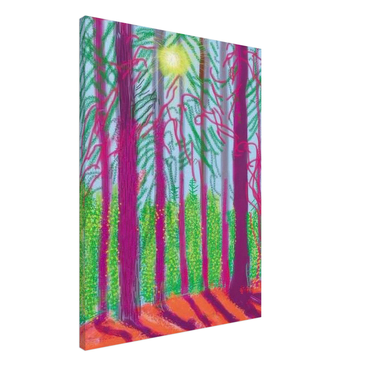 David Hockney, The Yosemite Suite, Yosemite mountains and lush green forests, canvas print, 30 × 40 cm (12 × 16 in)