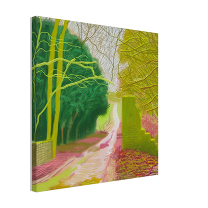 The Arrival of Spring in Woldgate, 15 March — David Hockney canvas print of a woodland path, 30 × 40 cm (12 × 16 in).