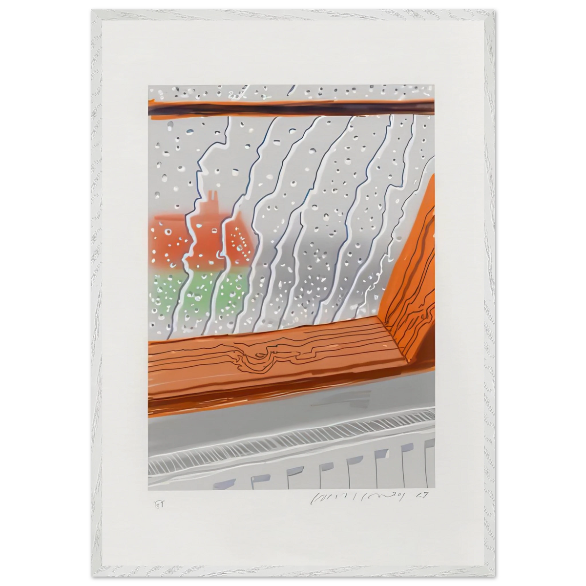 Rain On The Studio Window by David Hockney artwork Wooden Framed art print