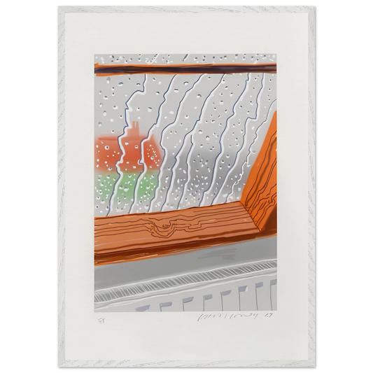 Rain On The Studio Window by David Hockney artwork Wooden Framed art print