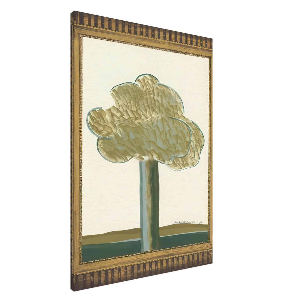 David Hockney, Gold-Framed Landscape No. 2, landscape within an ornate gold frame, canvas print, 20 × 25 cm (8 × 10 in)