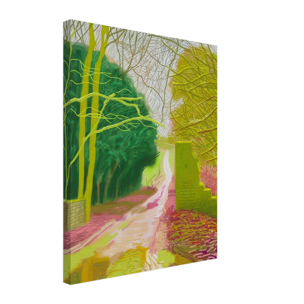 The Arrival of Spring in Woldgate, 15 March — David Hockney canvas print of a woodland path, 27 × 35 cm (11 × 14 in).