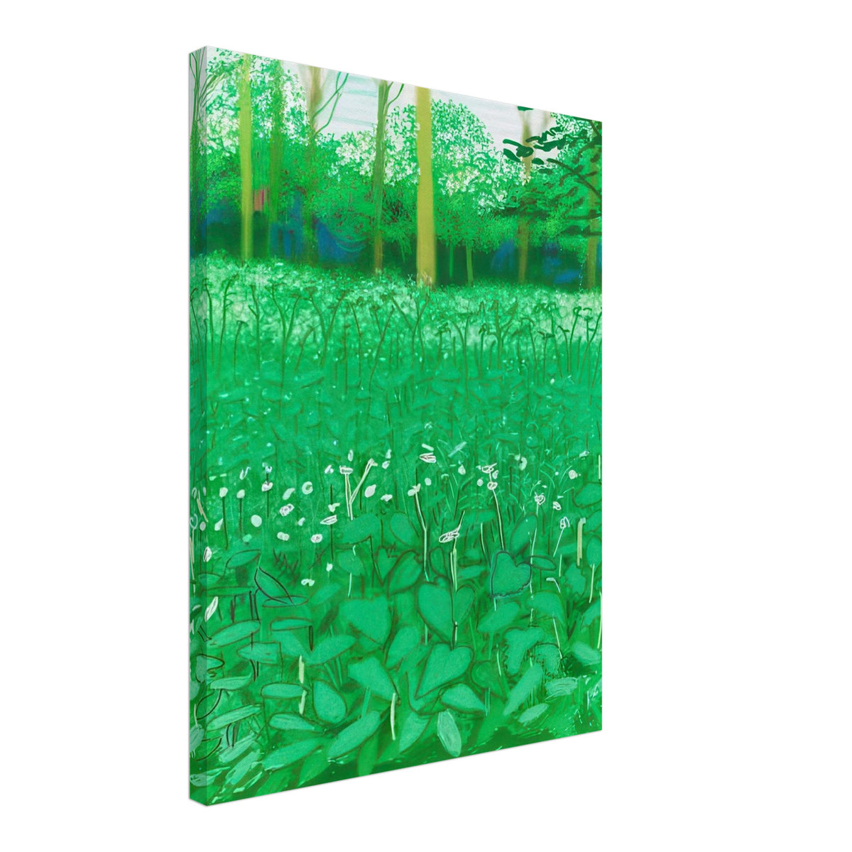 David Hockney, The Arrival of Spring (15 March), woodland path and budding trees, canvas print, 30 × 30 cm (12 × 12 in)
