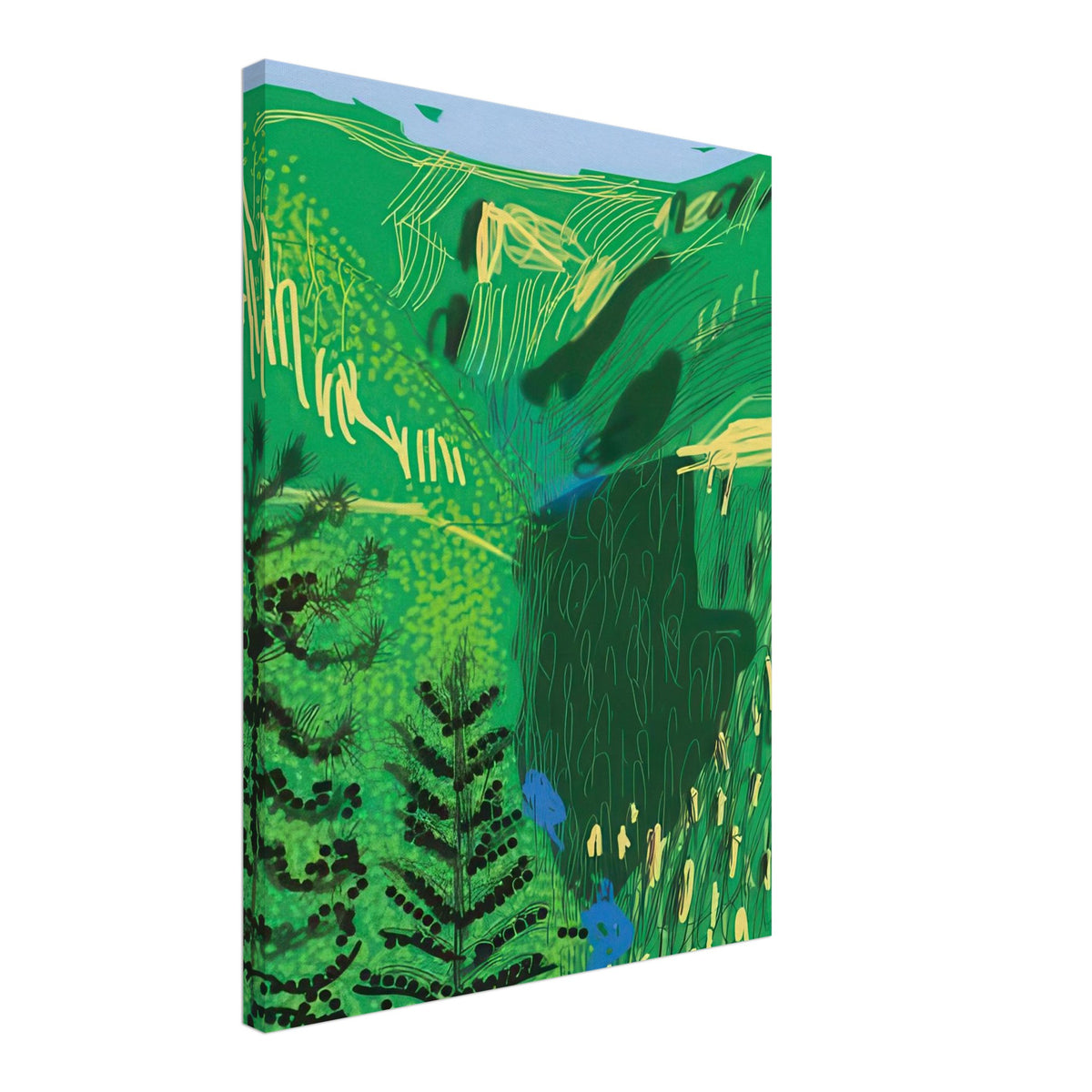 David Hockney, The Yosemite Suite, Yosemite mountains and lush green forests, canvas print, 60 × 75 cm (24 × 30 in)
