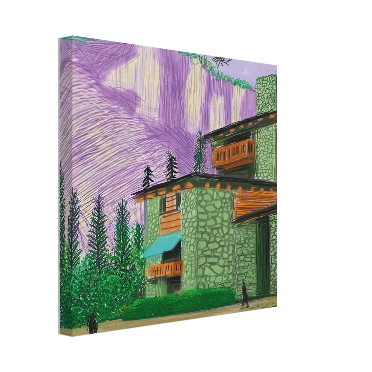 David Hockney, The Yosemite Suite, Yosemite mountains and lush green forests, canvas print, 30 × 30 cm (12 × 12 in)