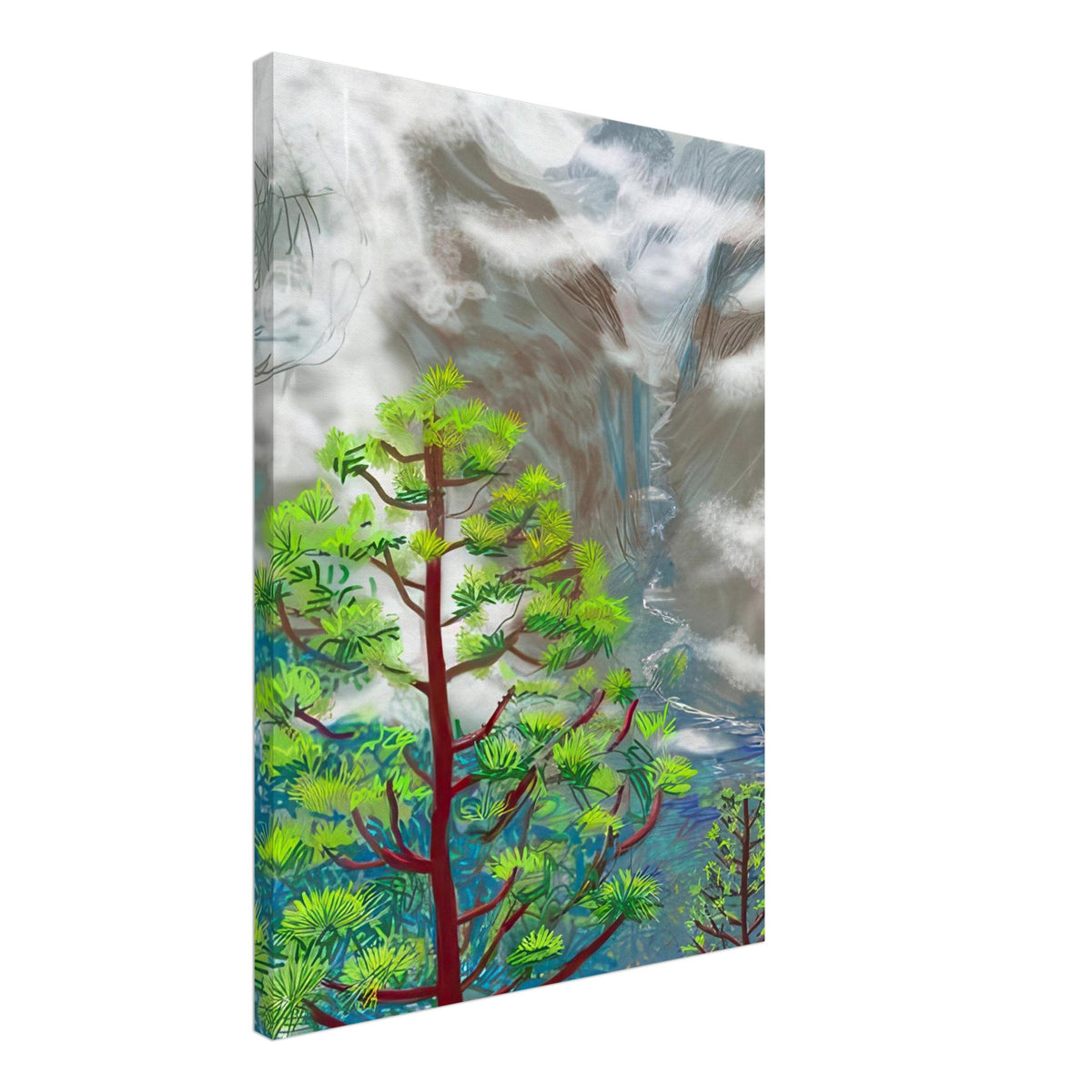 David Hockney, The Yosemite Suite, Yosemite mountains and lush green forests, canvas print, 30 × 30 cm (12 × 12 in)