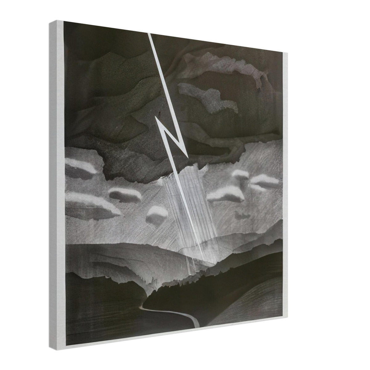 David Hockney, Lightning, monochrome valley beneath a thunderstorm, canvas print, 60 × 60 cm (24 × 24 in)