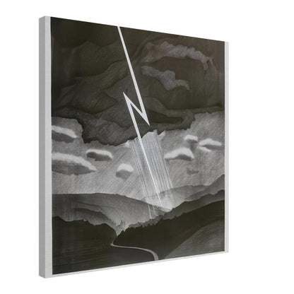 David Hockney, Lightning, monochrome valley beneath a thunderstorm, canvas print, 60 × 60 cm (24 × 24 in)