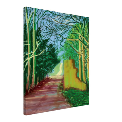 David Hockney, The Arrival of Spring (15 March), woodland path and budding trees, canvas print, 50 × 60 cm (20 × 24 in)