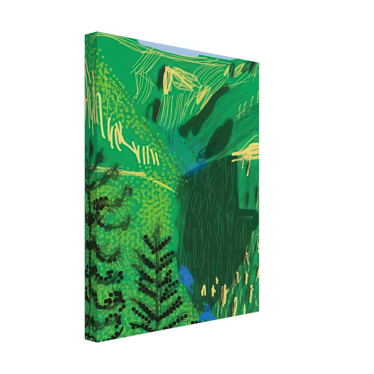 David Hockney, The Yosemite Suite, Yosemite mountains and lush green forests, canvas print, 40 × 40 cm (16 × 16 in)