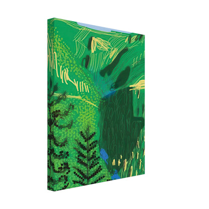 David Hockney, The Yosemite Suite, Yosemite mountains and lush green forests, canvas print, 40 × 40 cm (16 × 16 in)
