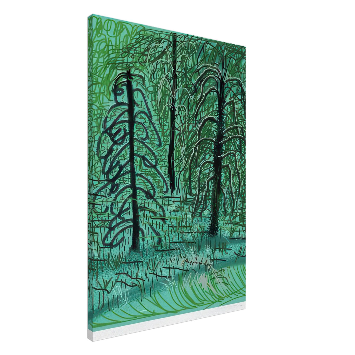 David Hockney, The Yosemite Suite, Yosemite mountains and lush green forests, canvas print, 50 × 50 cm (20 × 20 in)