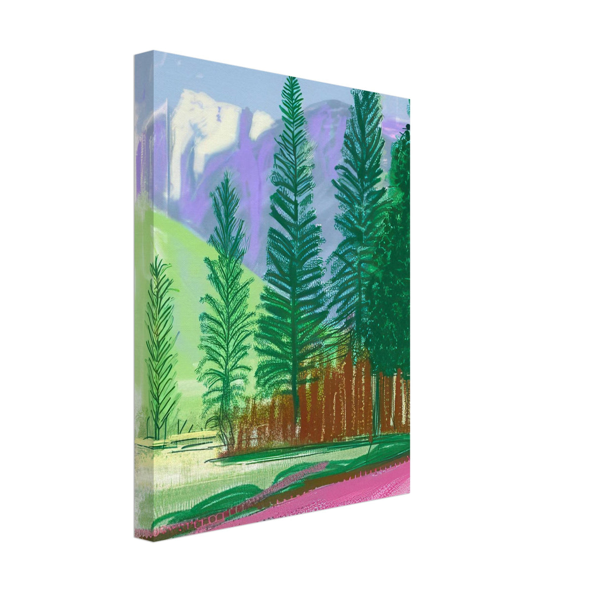 David Hockney, The Yosemite Suite, Yosemite mountains and lush green forests, canvas print, 50 × 75 cm (20 × 30 in)
