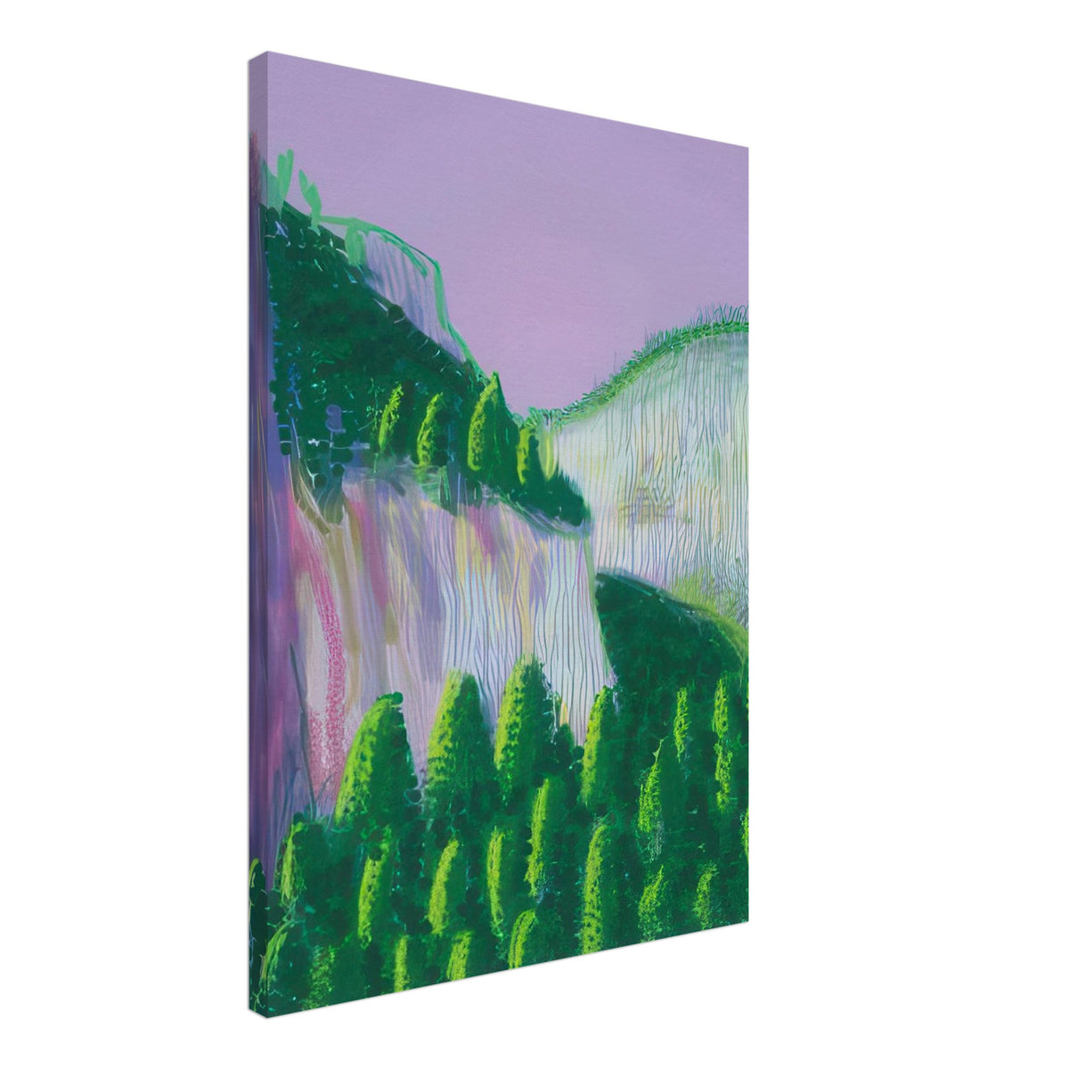 David Hockney, The Yosemite Suite, Yosemite mountains and lush green forests, canvas print, 50 × 70 cm (20 × 28 in)