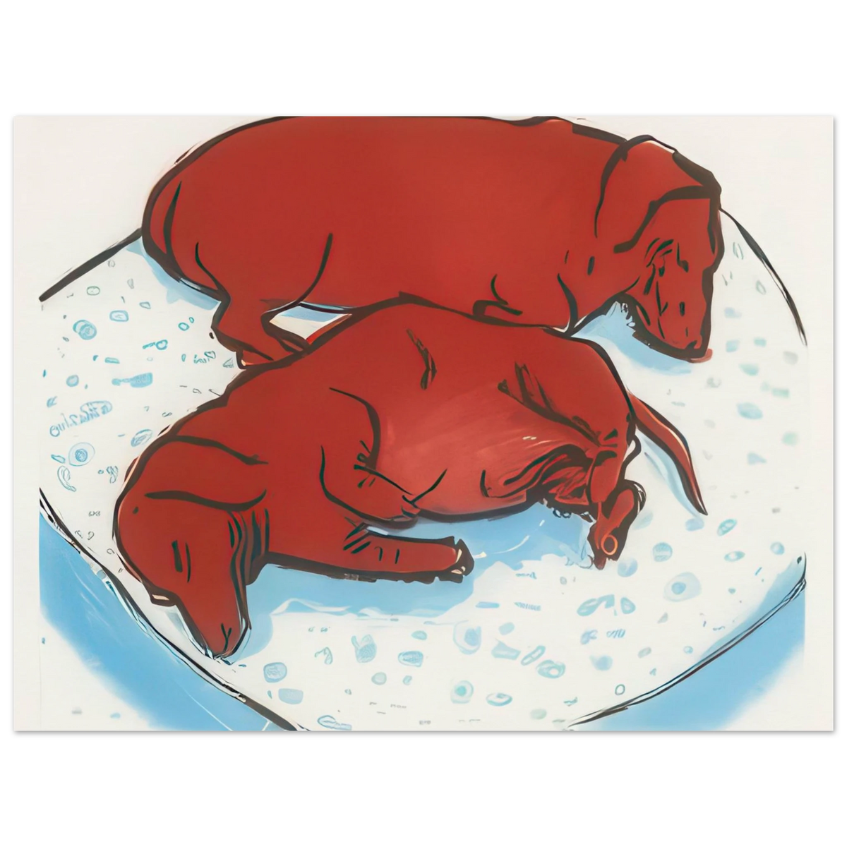 Stanley And Boodgie, Horizontal Dogs - Signed Print by David Hockney Poster