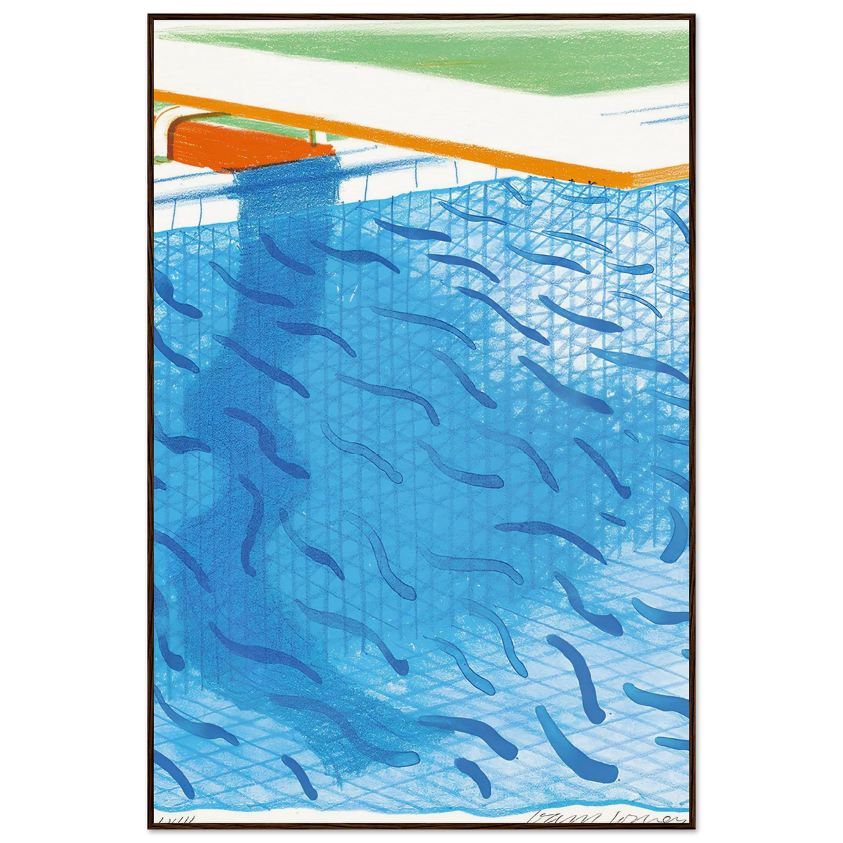 David Hockney Pool Made With Paper And Blue Ink For Book framed art print