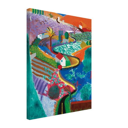 David Hockney, Nichols Canyon, colourful California landscape with a winding road, canvas print, 30 × 40 cm (12 × 16 in)